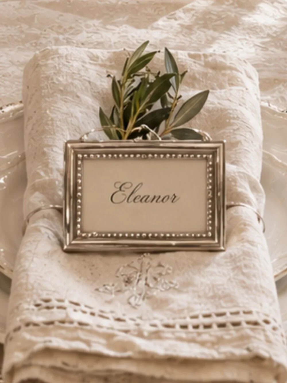 Set of 6 Vintage Silver Plated Place Card Holders Napkin Rings